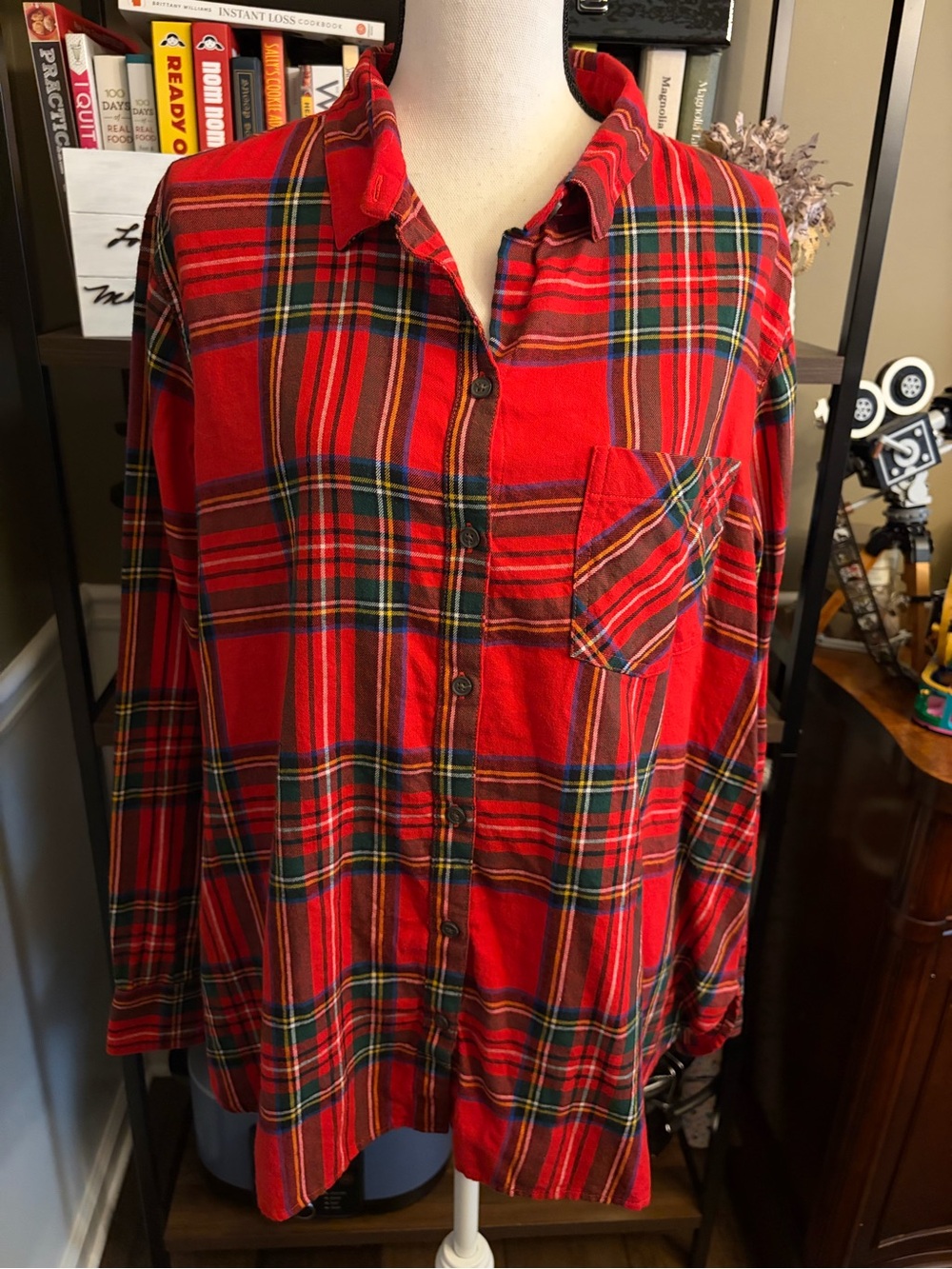 Old Navy Red Plaid Button-Down Shirt